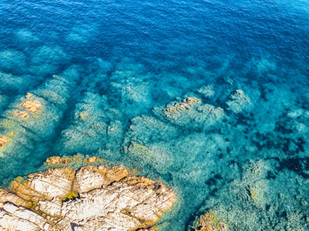 Sardinian coast and sea, aerial view.の写真素材