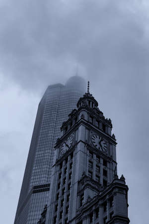 Old and new skyscrapers in Chicago.の写真素材
