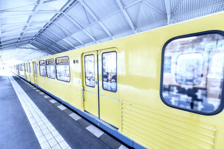 Train in station, Berlin metro.の写真素材