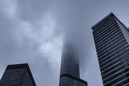 Chicago skyscrapers, steel, glass and old brick buildings.の写真素材