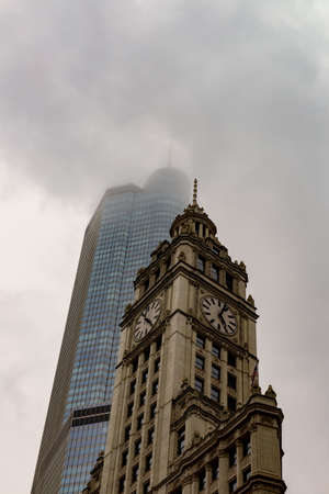 Old and new skyscrapers in Chicago.の写真素材