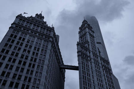 Old and new skyscrapers in Chicago.の写真素材