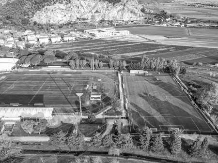Aerial view from drone, sports facilities closed due to quarantine for Covid-19.の写真素材