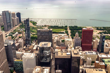 Aerial view skyline of chciago.の写真素材