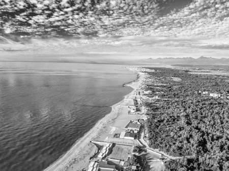 Aerial view of the coasts of Tuscany in winter.の写真素材