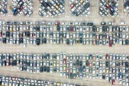 Aerial view of the customs car park.の写真素材