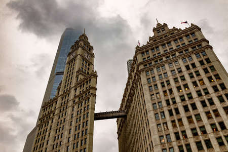 Old and new skyscrapers in Chicago.の写真素材
