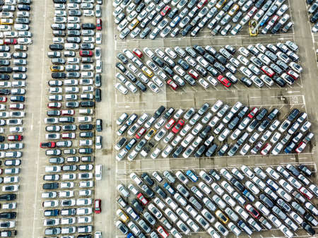 Aerial view of the customs car park.の写真素材
