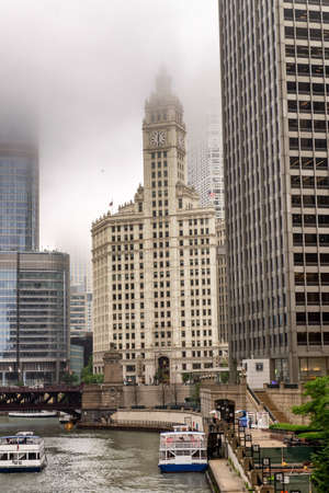 Skyscrapers of Chicago in the fog.の写真素材