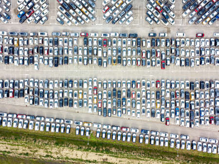 Aerial view of the customs car park.の写真素材