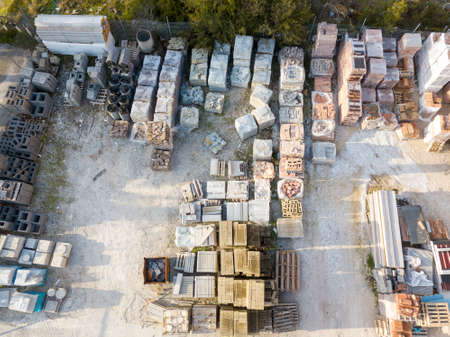 Aerial view from drone of warehouse  of building materials.の写真素材