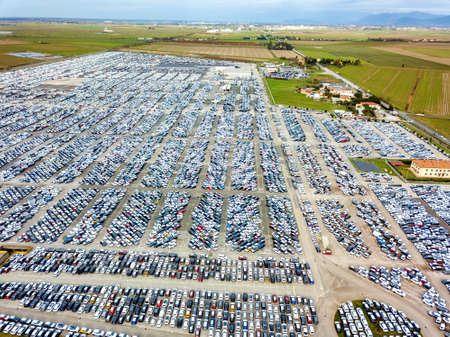 Aerial view of the customs car park.の写真素材