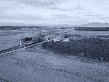 Aerial view from the drone of the Tuscan countryside.の写真素材