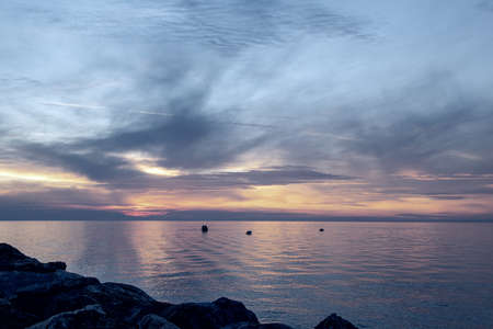 Beautiful sunset over the sea, Tuscany, Italy.の写真素材