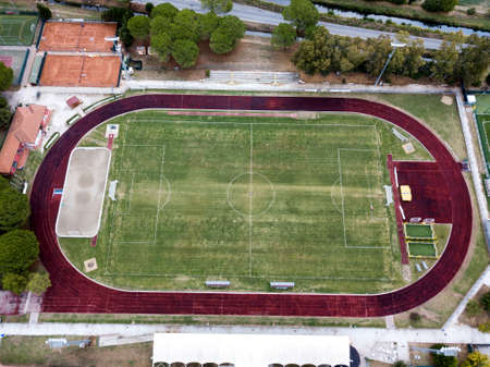 Athletics field, aerial view.のeditorial素材