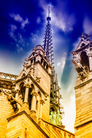 Details of Notre Dame Cathedral, Paris.の写真素材