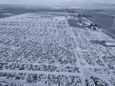 Aerial view of the customs car park.の写真素材
