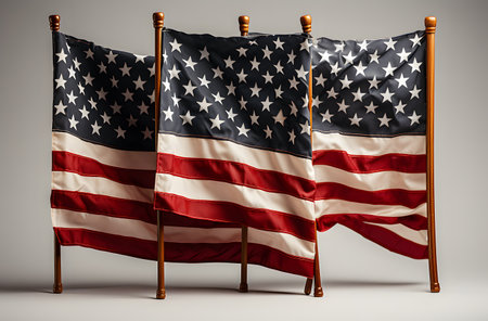 American flag on a gray background. 3d rendering. American flag.の素材