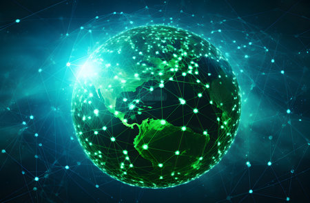 Earth from Space. Internet Concept of global business. 3d illustrationの素材
