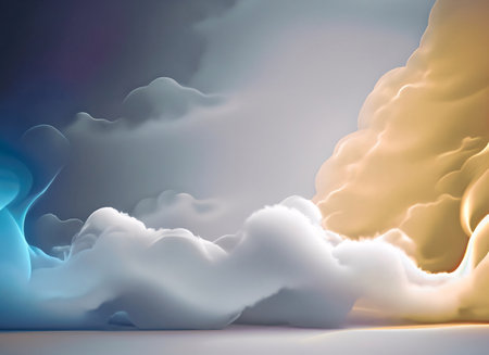 3D illustration of abstract background with clouds and light effects. 3D rendering.の素材