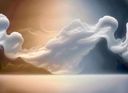Clouds over the sea, 3d rendering. Computer digital drawing.の素材