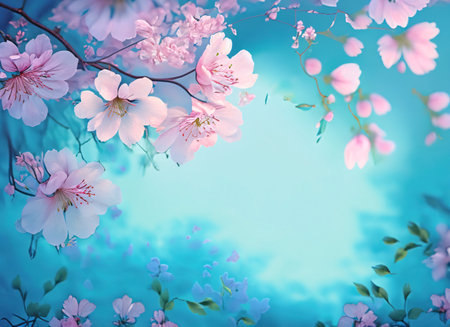 cherry blossom background with space for text, spring season conceptの素材