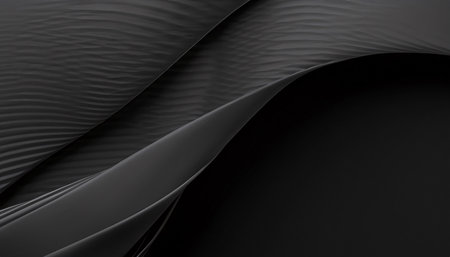 Black abstract background with smooth lines. 3d render illustration, 3d render.の素材