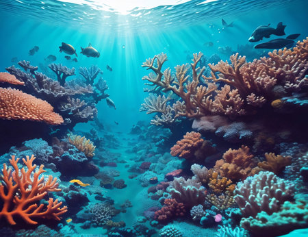 Coral reef and tropical fish in the Red Sea. Egypt.の素材
