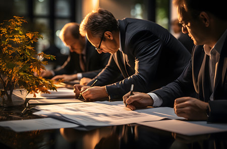 Group of business people working together in office. Teamwork concept.の素材