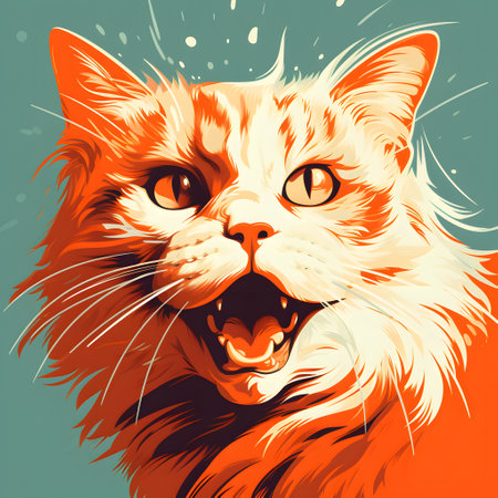 Portrait of a cat with an open mouth. Vector illustration.の素材