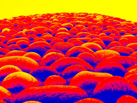 An exhibit in downtown Memphis Tennessee, comprised of large rounded rocks.  This photo has been...