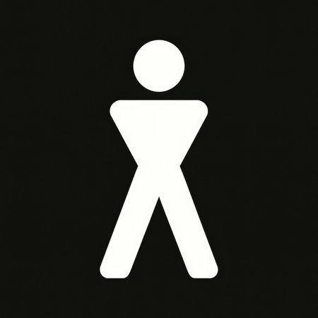 A Minimalist human figure icon on black backgroundの素材