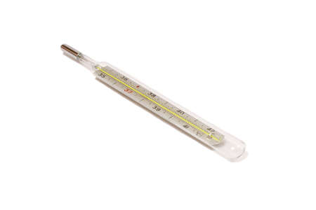 Glass thermometer isolated on whiteの写真素材