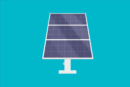 Illustration of solar power panel on cyan backgroundの写真素材