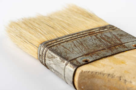 Old rusty paint brush bristle closeupの写真素材