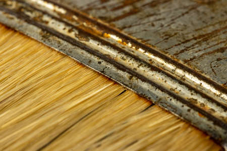 Old rusty paint brush bristle closeupの写真素材