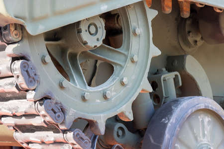 battle tank driving gear closeupの写真素材