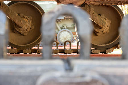 Rinks of  army battle tanks closeupの写真素材