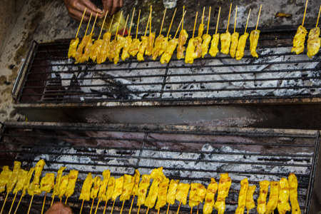 Grilled spices pork (named Satay in Thai)の写真素材