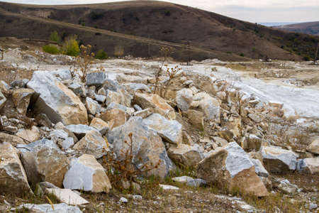 marble quarry, white marble, background marble, texture of stonesの写真素材