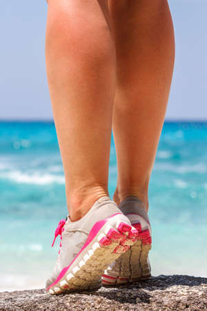 athletes foot close-up. healthy lifestyle and sport concepts.Water, fresh air.の写真素材