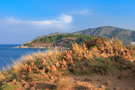 Stone Pyramids On Phromthep Cape. Thailand, Phuketの写真素材