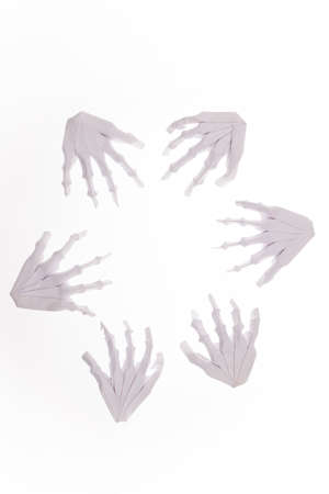 Halloween white background with white skeleton brush