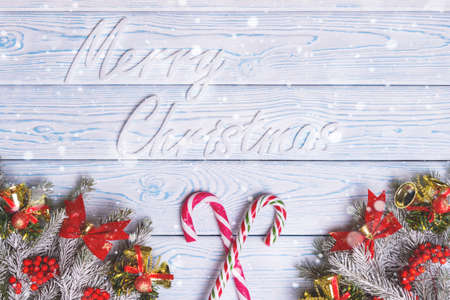 Christmas composition. Christmas, winter, new year concept. Top viewの写真素材