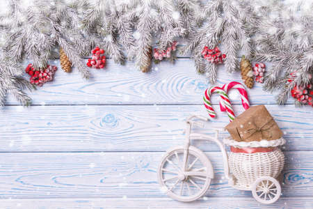 Christmas composition. Christmas, winter, new year concept. Top viewの写真素材