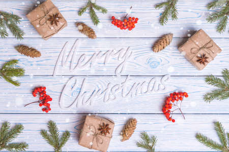Christmas composition. Christmas, winter, new year concept. Top view