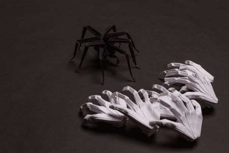 Black Halloween Background with White Skeleton Hands