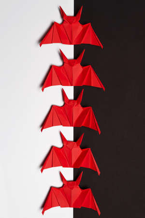 Halloween background. White background. Red and black bats
