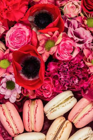 Bright buketny composition from fresh flowers, the white backgroundの写真素材