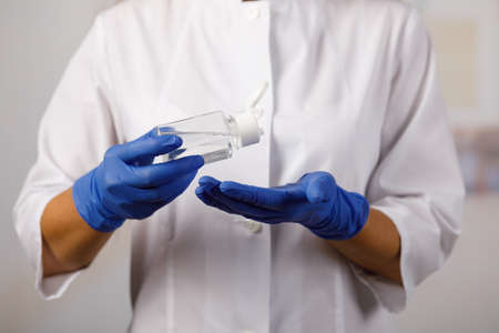 prevention COVID-19 Concept,Hand sanitizer gel,Women using alcohol antiseptic gel